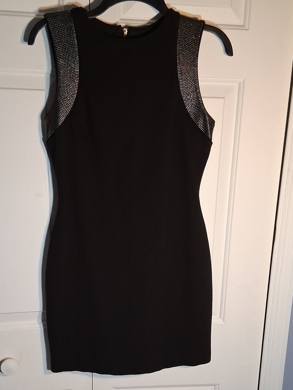 MNG Collection Black Sleeveless Dress with Silver Embellished Shoulders